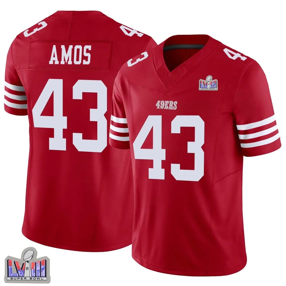 Men's San Francisco 49ers Adrian Amos Nike Vapor F.U.S.E. Super Bowl LVIII Patch Limited Scarlet Jersey Men's San Francisco 49ers Adrian Amos Nike Vapor F.U.S.E. Super Bowl LVIII Patch Limited Scarlet Jersey
