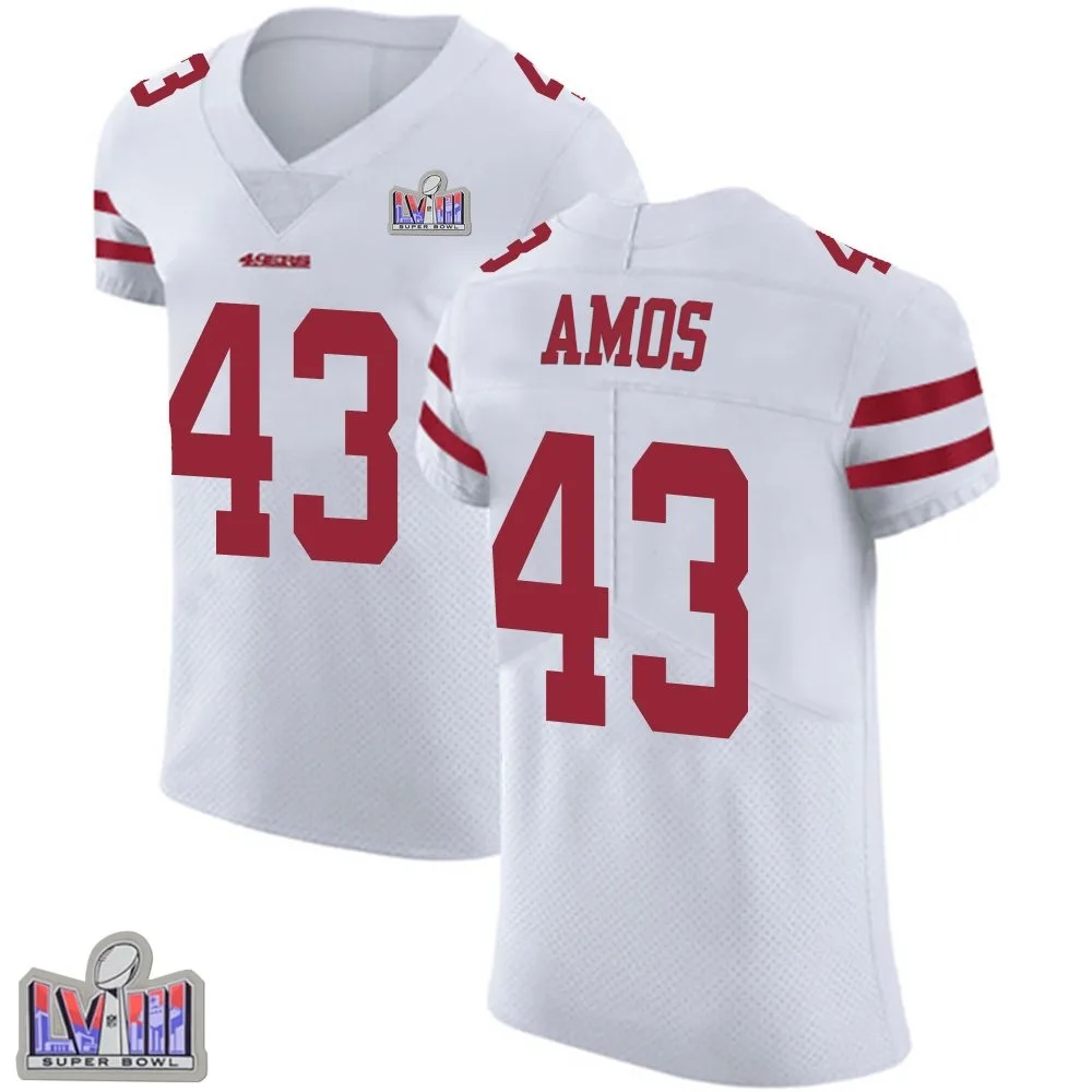 Men's San Francisco 49ers Adrian Amos Nike Vapor Untouchable Super Bowl LVIII Patch Elite White Jersey Men's San Francisco 49ers Adrian Amos Nike Vapor Untouchable Super Bowl LVIII Patch Elite White Jersey