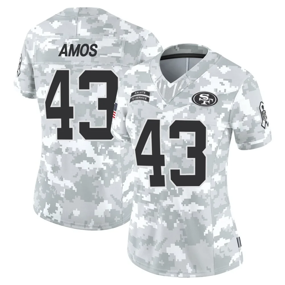 Women's San Francisco 49ers Adrian Amos Nike Francisco 2024 Salute To Service Limited Arctic Camo Jersey Women's San Francisco 49ers Adrian Amos Nike Francisco 2024 Salute To Service Limited Arctic Camo Jersey