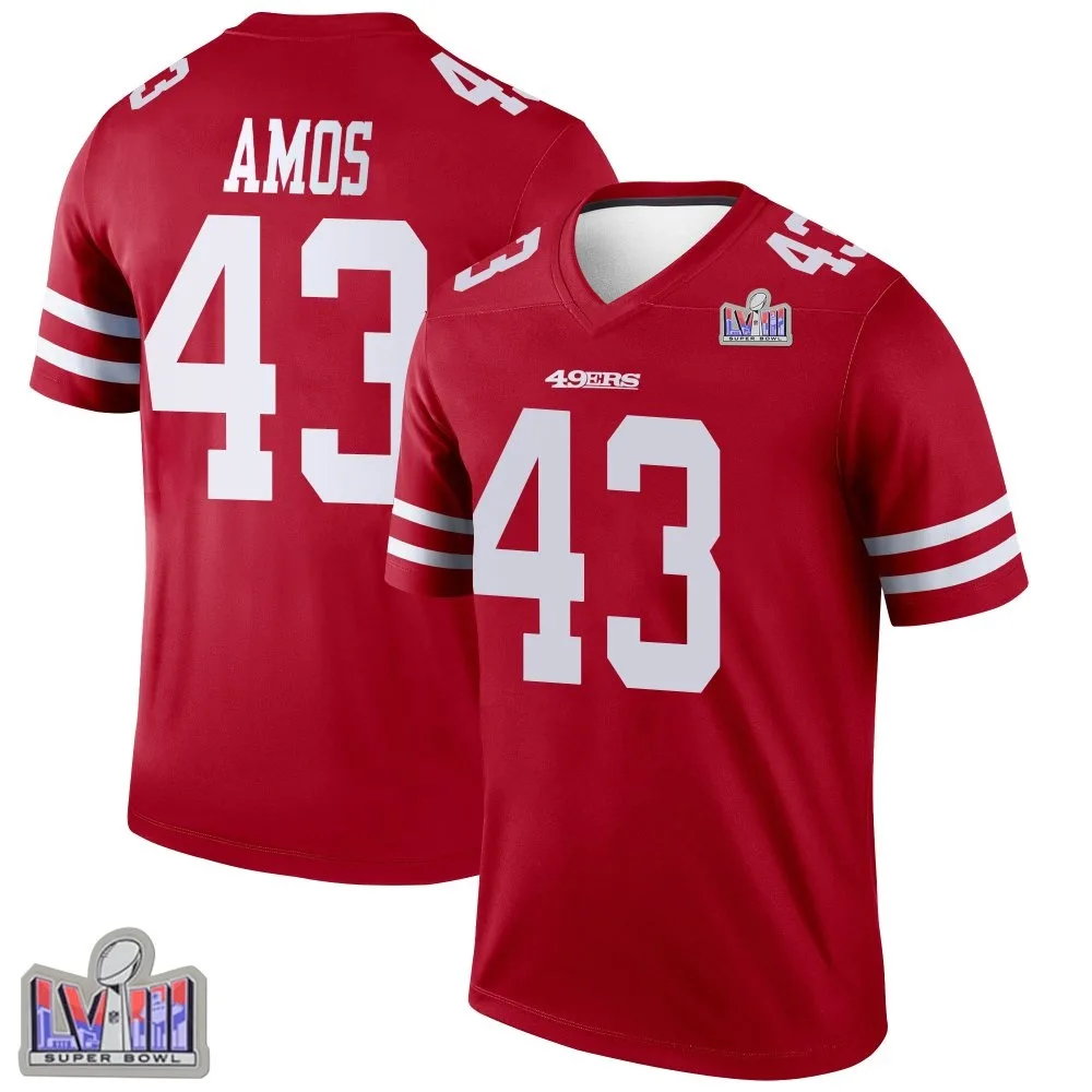 Youth San Francisco 49ers Adrian Amos Nike Super Bowl LVIII Patch Legend Scarlet Jersey Youth San Francisco 49ers Adrian Amos Nike Super Bowl LVIII Patch Legend Scarlet Jersey