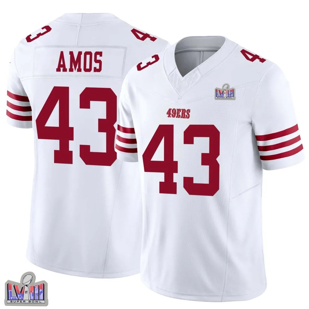 Youth San Francisco 49ers Adrian Amos Nike Vapor F.U.S.E. Super Bowl LVIII Patch Limited White Jersey Youth San Francisco 49ers Adrian Amos Nike Vapor F.U.S.E. Super Bowl LVIII Patch Limited White Jersey