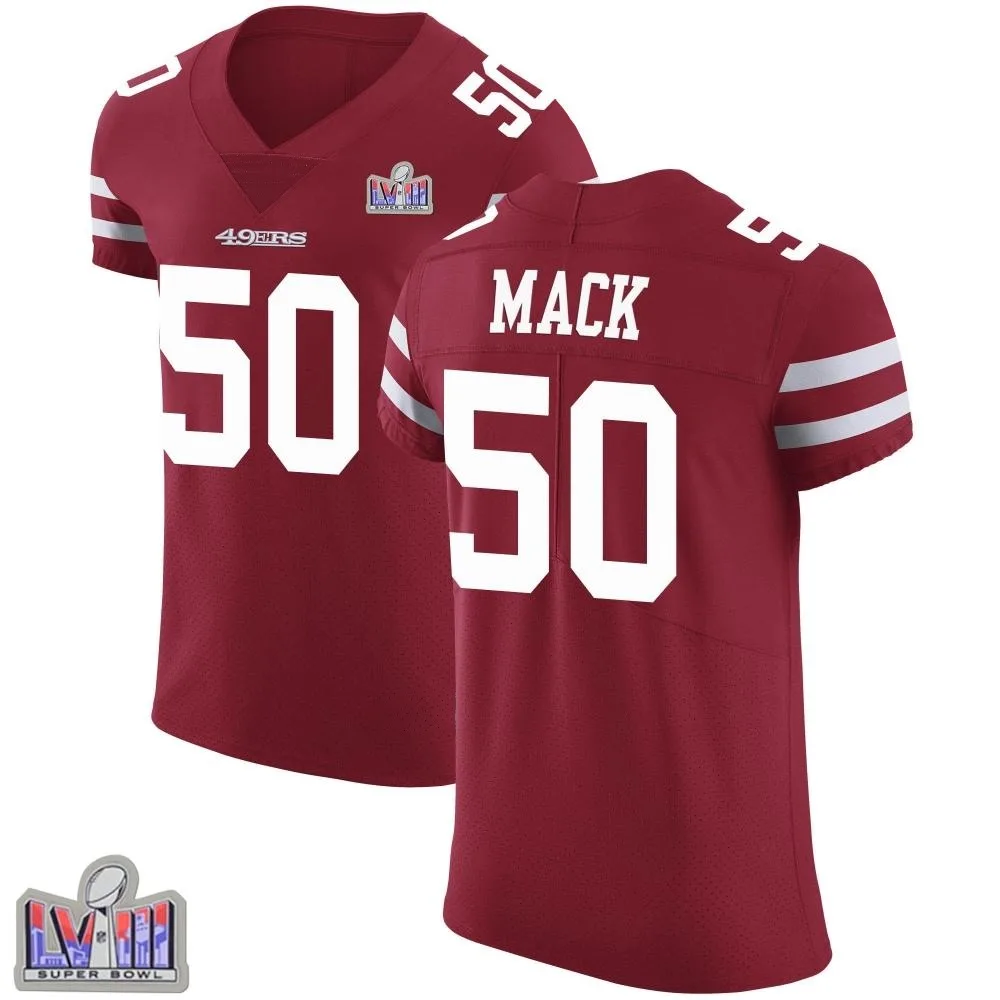 Men's San Francisco 49ers Alex Mack Nike Team Color Vapor Untouchable Super Bowl LVIII Patch Elite Red Jersey Men's San Francisco 49ers Alex Mack Nike Team Color Vapor Untouchable Super Bowl LVIII Patch Elite Red Jersey