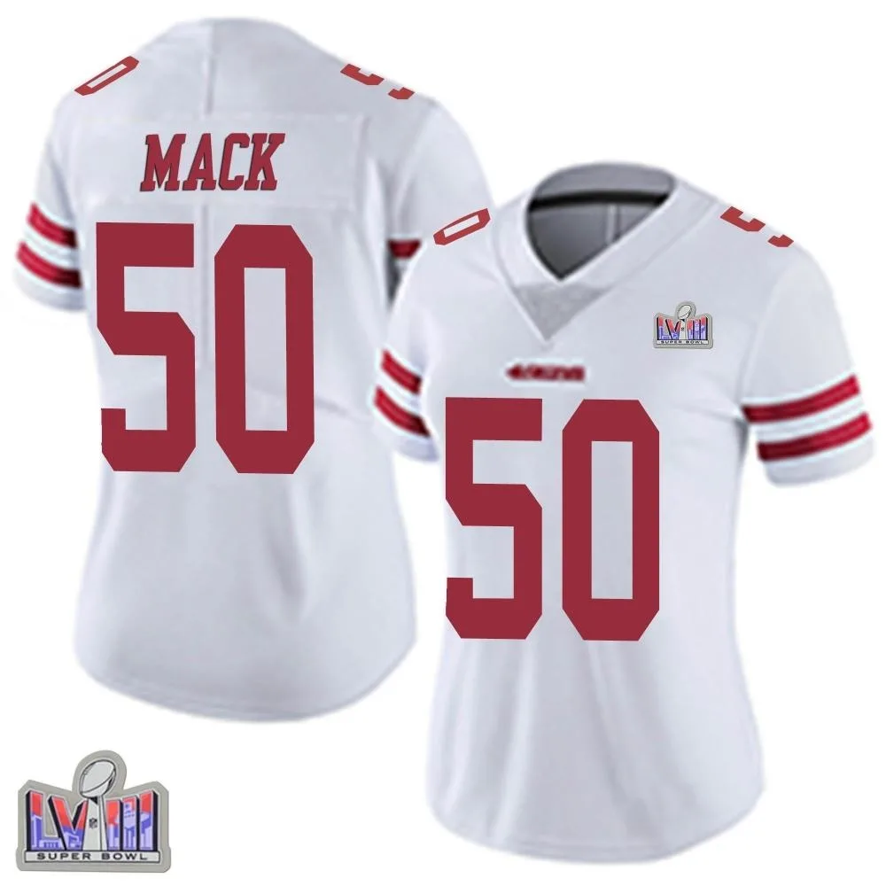 Women's San Francisco 49ers Alex Mack Nike Vapor Untouchable Super Bowl LVIII Patch Limited White Jersey Women's San Francisco 49ers Alex Mack Nike Vapor Untouchable Super Bowl LVIII Patch Limited White Jersey