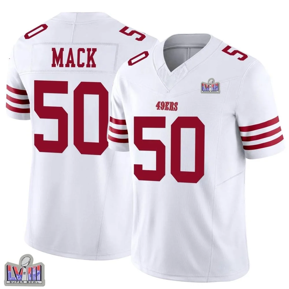 Youth San Francisco 49ers Alex Mack Nike Vapor F.U.S.E. Super Bowl LVIII Patch Limited White Jersey Youth San Francisco 49ers Alex Mack Nike Vapor F.U.S.E. Super Bowl LVIII Patch Limited White Jersey