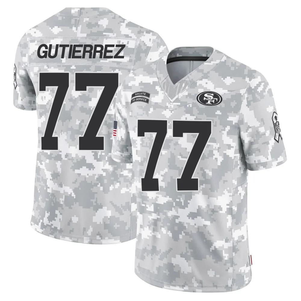 Men's San Francisco 49ers Alfredo Gutierrez Nike 2024 Salute To Service Limited Arctic Camo Jersey Men's San Francisco 49ers Alfredo Gutierrez Nike 2024 Salute To Service Limited Arctic Camo Jersey