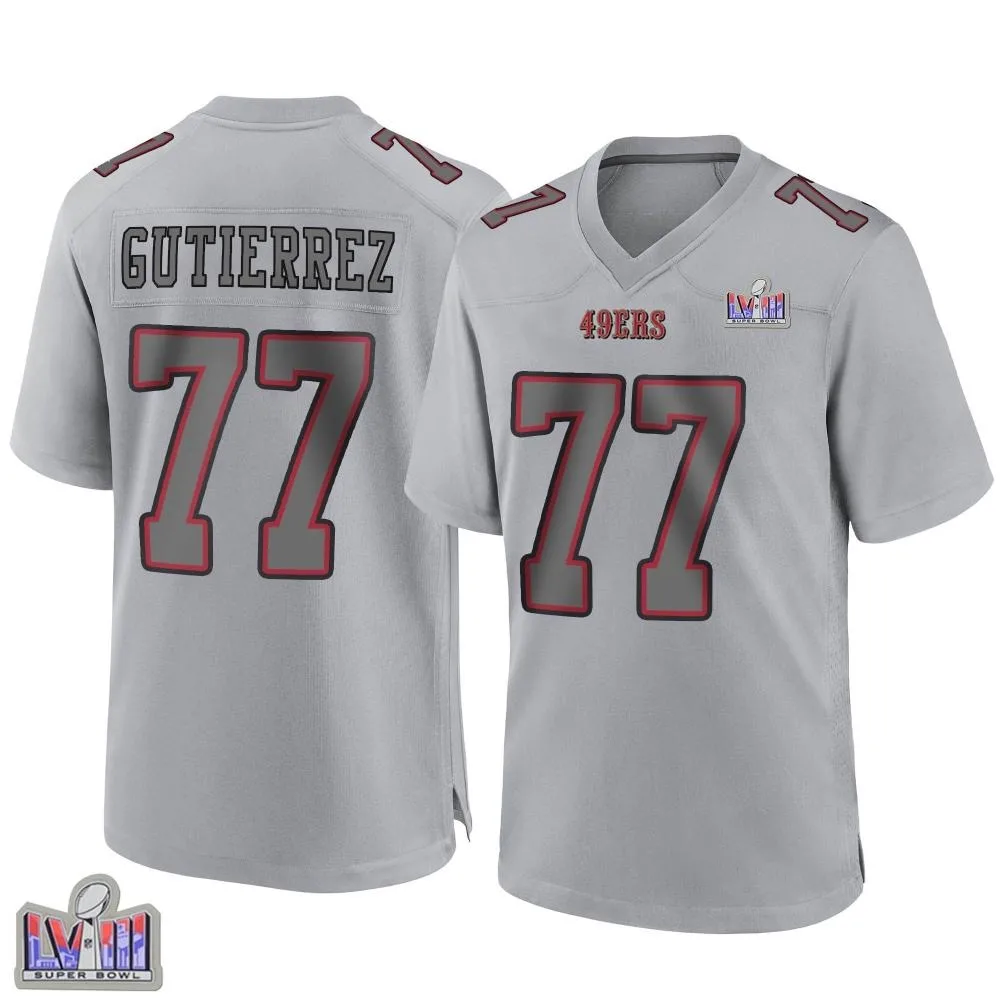 Men's San Francisco 49ers Alfredo Gutierrez Nike Atmosphere Fashion Super Bowl LVIII Patch Game Gray Jersey Men's San Francisco 49ers Alfredo Gutierrez Nike Atmosphere Fashion Super Bowl LVIII Patch Game Gray Jersey