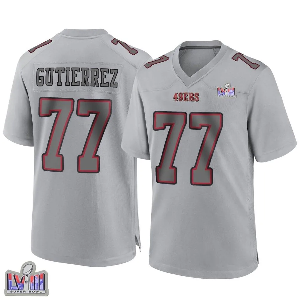 Youth San Francisco 49ers Alfredo Gutierrez Nike Atmosphere Fashion Super Bowl LVIII Patch Game Gray Jersey Youth San Francisco 49ers Alfredo Gutierrez Nike Atmosphere Fashion Super Bowl LVIII Patch Game Gray Jersey