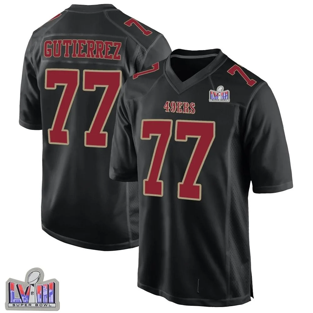 Youth San Francisco 49ers Alfredo Gutierrez Nike Fashion Super Bowl LVIII Patch Game Black Jersey Youth San Francisco 49ers Alfredo Gutierrez Nike Fashion Super Bowl LVIII Patch Game Black Jersey