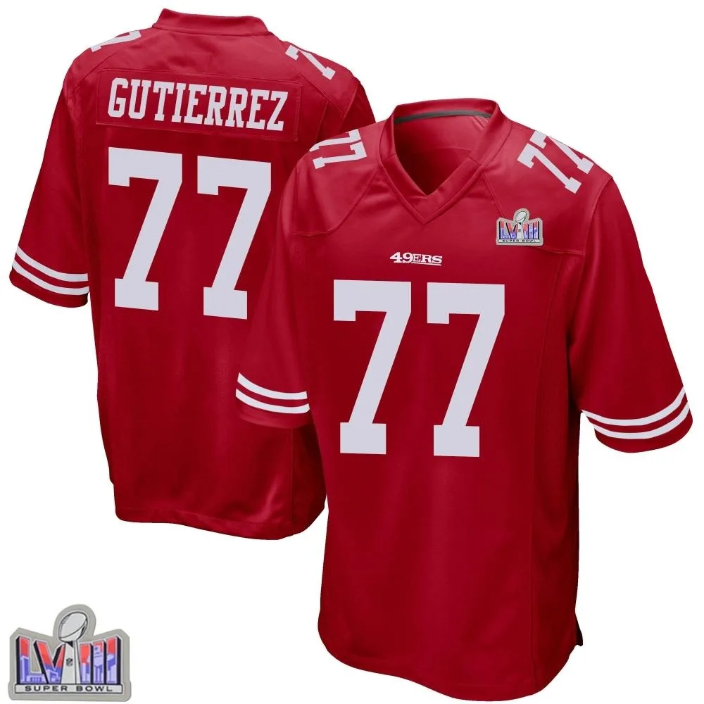 Youth San Francisco 49ers Alfredo Gutierrez Nike Team Color Super Bowl LVIII Patch Game Red Jersey Youth San Francisco 49ers Alfredo Gutierrez Nike Team Color Super Bowl LVIII Patch Game Red Jersey