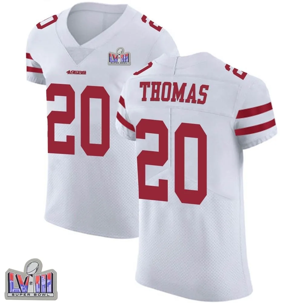 Men's San Francisco 49ers Ambry Thomas Nike Vapor Untouchable Super Bowl LVIII Patch Elite White Jersey Men's San Francisco 49ers Ambry Thomas Nike Vapor Untouchable Super Bowl LVIII Patch Elite White Jersey