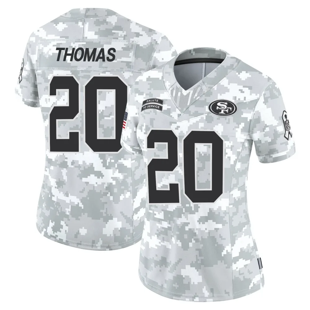 Women's San Francisco 49ers Ambry Thomas Nike Francisco 2024 Salute To Service Limited Arctic Camo Jersey Women's San Francisco 49ers Ambry Thomas Nike Francisco 2024 Salute To Service Limited Arctic Camo Jersey