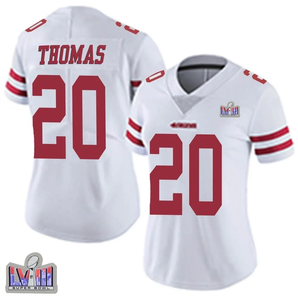 Women's San Francisco 49ers Ambry Thomas Nike Vapor Untouchable Super Bowl LVIII Patch Limited White Jersey Women's San Francisco 49ers Ambry Thomas Nike Vapor Untouchable Super Bowl LVIII Patch Limited White Jersey