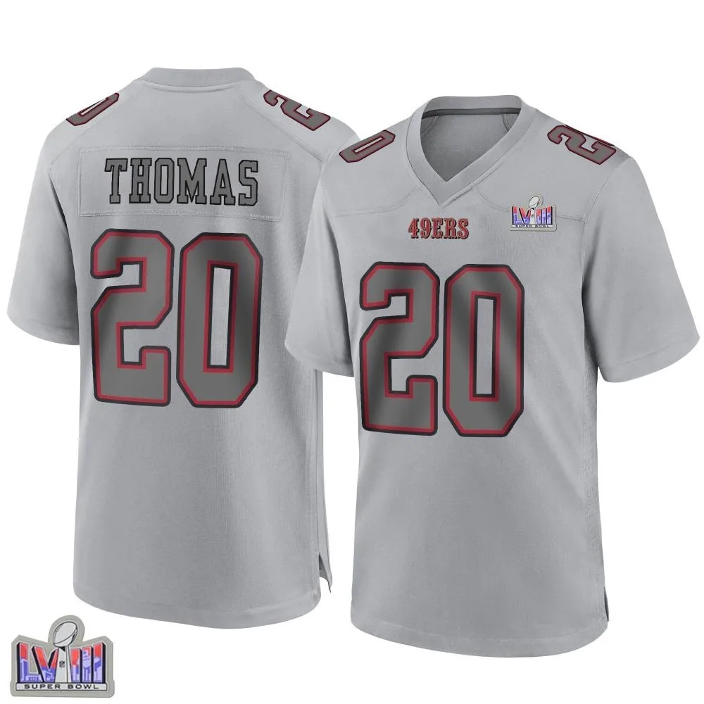 Youth San Francisco 49ers Ambry Thomas Nike Atmosphere Fashion Super Bowl LVIII Patch Game Gray Jersey Youth San Francisco 49ers Ambry Thomas Nike Atmosphere Fashion Super Bowl LVIII Patch Game Gray Jersey