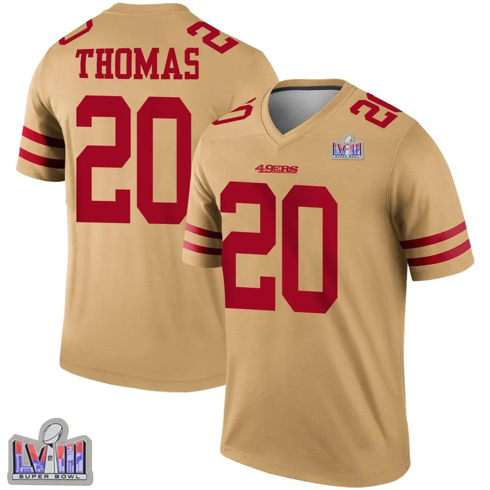 Youth San Francisco 49ers Ambry Thomas Nike Inverted Super Bowl LVIII Patch Legend Gold Jersey Youth San Francisco 49ers Ambry Thomas Nike Inverted Super Bowl LVIII Patch Legend Gold Jersey