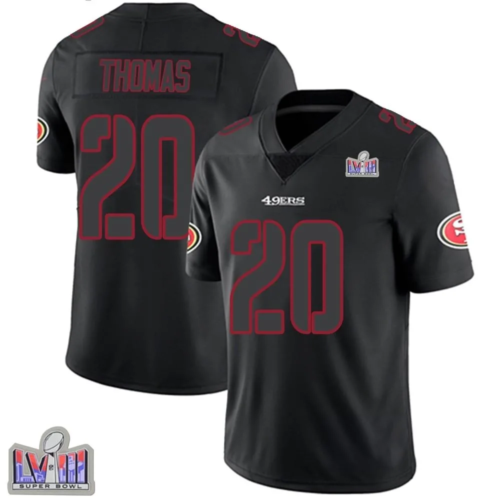 Youth San Francisco 49ers Ambry Thomas Nike Super Bowl LVIII Patch Limited Black Impact Jersey Youth San Francisco 49ers Ambry Thomas Nike Super Bowl LVIII Patch Limited Black Impact Jersey