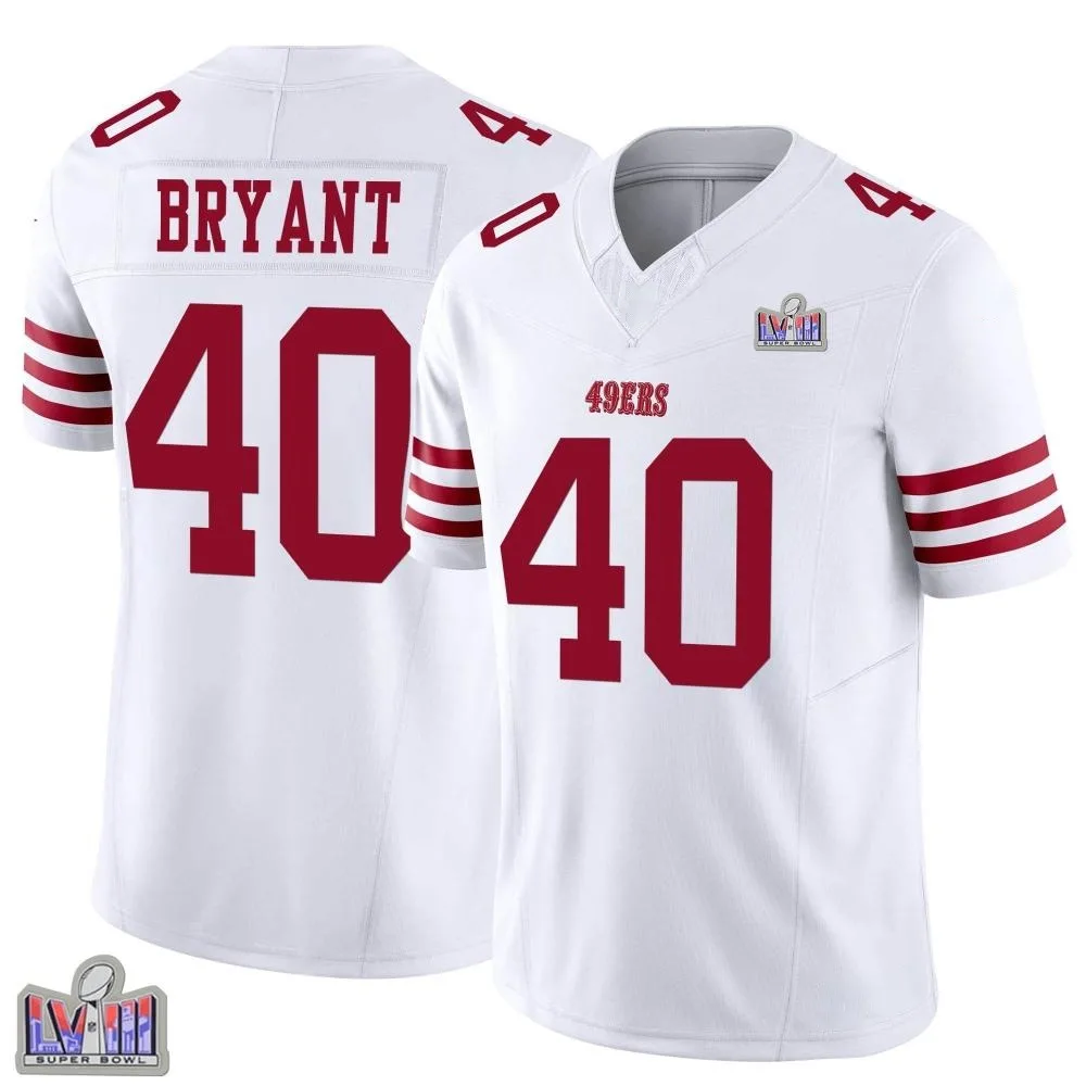 Men's San Francisco 49ers Austin Bryant Nike Vapor F.U.S.E. Super Bowl LVIII Patch Limited White Jersey Men's San Francisco 49ers Austin Bryant Nike Vapor F.U.S.E. Super Bowl LVIII Patch Limited White Jersey
