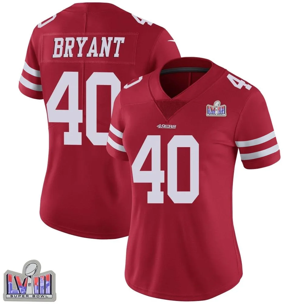 Women's San Francisco 49ers Austin Bryant Nike Team Color Vapor Untouchable Super Bowl LVIII Patch Limited Red Jersey Women's San Francisco 49ers Austin Bryant Nike Team Color Vapor Untouchable Super Bowl LVIII Patch Limited Red Jersey