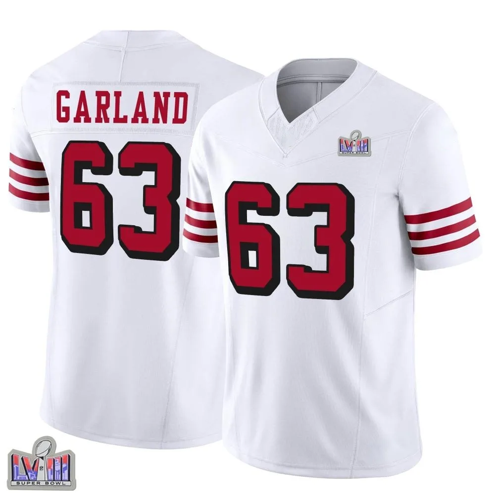 Men's San Francisco 49ers Ben Garland Nike Alternate Vapor F.U.S.E. Super Bowl LVIII Patch Limited White Jersey Men's San Francisco 49ers Ben Garland Nike Alternate Vapor F.U.S.E. Super Bowl LVIII Patch Limited White Jersey