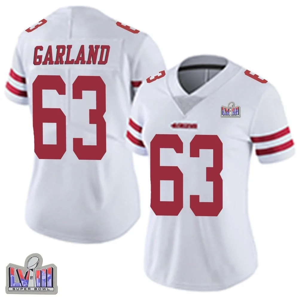 Women's San Francisco 49ers Ben Garland Nike Vapor Untouchable Super Bowl LVIII Patch Limited White Jersey Women's San Francisco 49ers Ben Garland Nike Vapor Untouchable Super Bowl LVIII Patch Limited White Jersey
