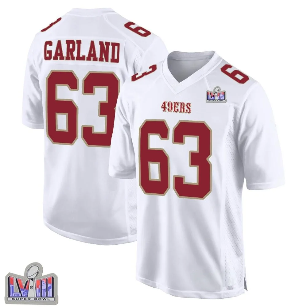 Youth San Francisco 49ers Ben Garland Nike Fashion Super Bowl LVIII Patch Game White Jersey Youth San Francisco 49ers Ben Garland Nike Fashion Super Bowl LVIII Patch Game White Jersey
