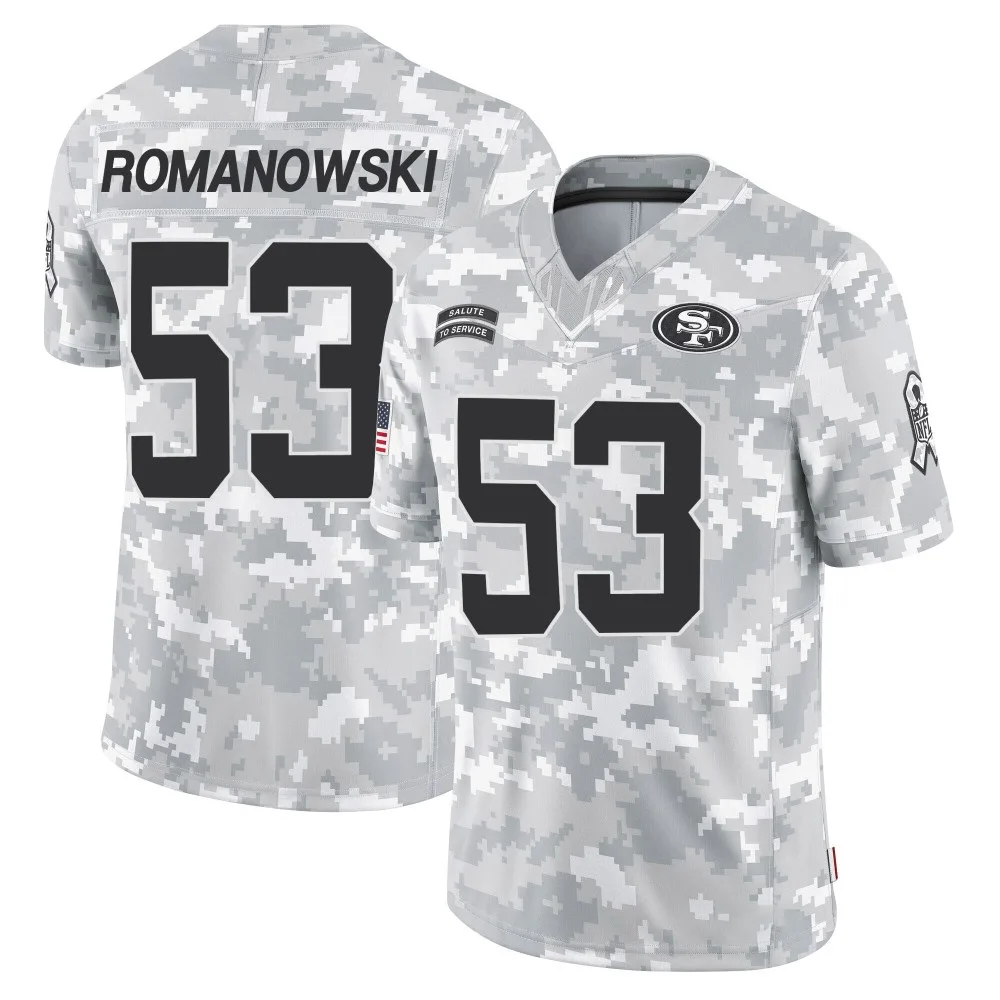 Men's San Francisco 49ers Bill Romanowski Nike 2024 Salute To Service Limited Arctic Camo Jersey Men's San Francisco 49ers Bill Romanowski Nike 2024 Salute To Service Limited Arctic Camo Jersey