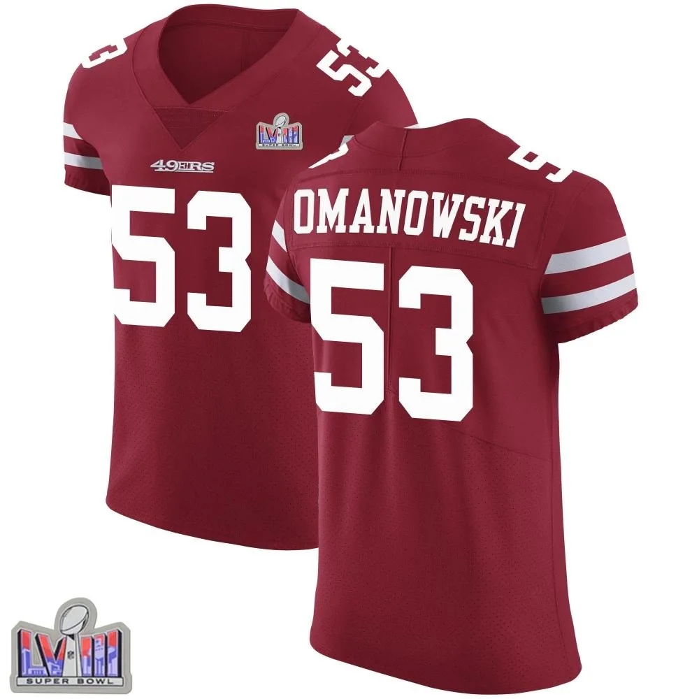 Men's San Francisco 49ers Bill Romanowski Nike Team Color Vapor Untouchable Super Bowl LVIII Patch Elite Red Jersey Men's San Francisco 49ers Bill Romanowski Nike Team Color Vapor Untouchable Super Bowl LVIII Patch Elite Red Jersey
