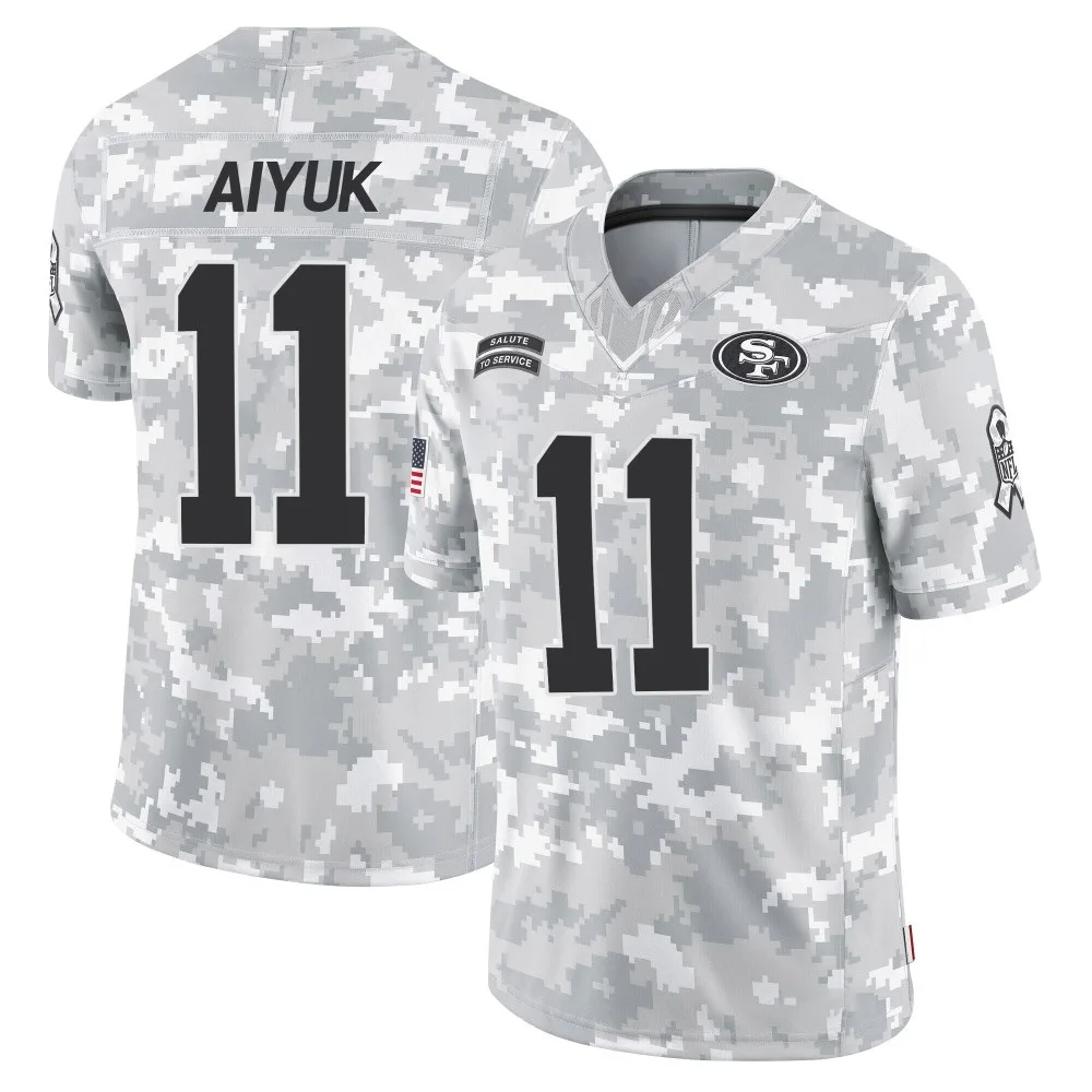 Men's San Francisco 49ers Brandon Aiyuk Nike 2024 Salute To Service Limited Arctic Camo Jersey Men's San Francisco 49ers Brandon Aiyuk Nike 2024 Salute To Service Limited Arctic Camo Jersey