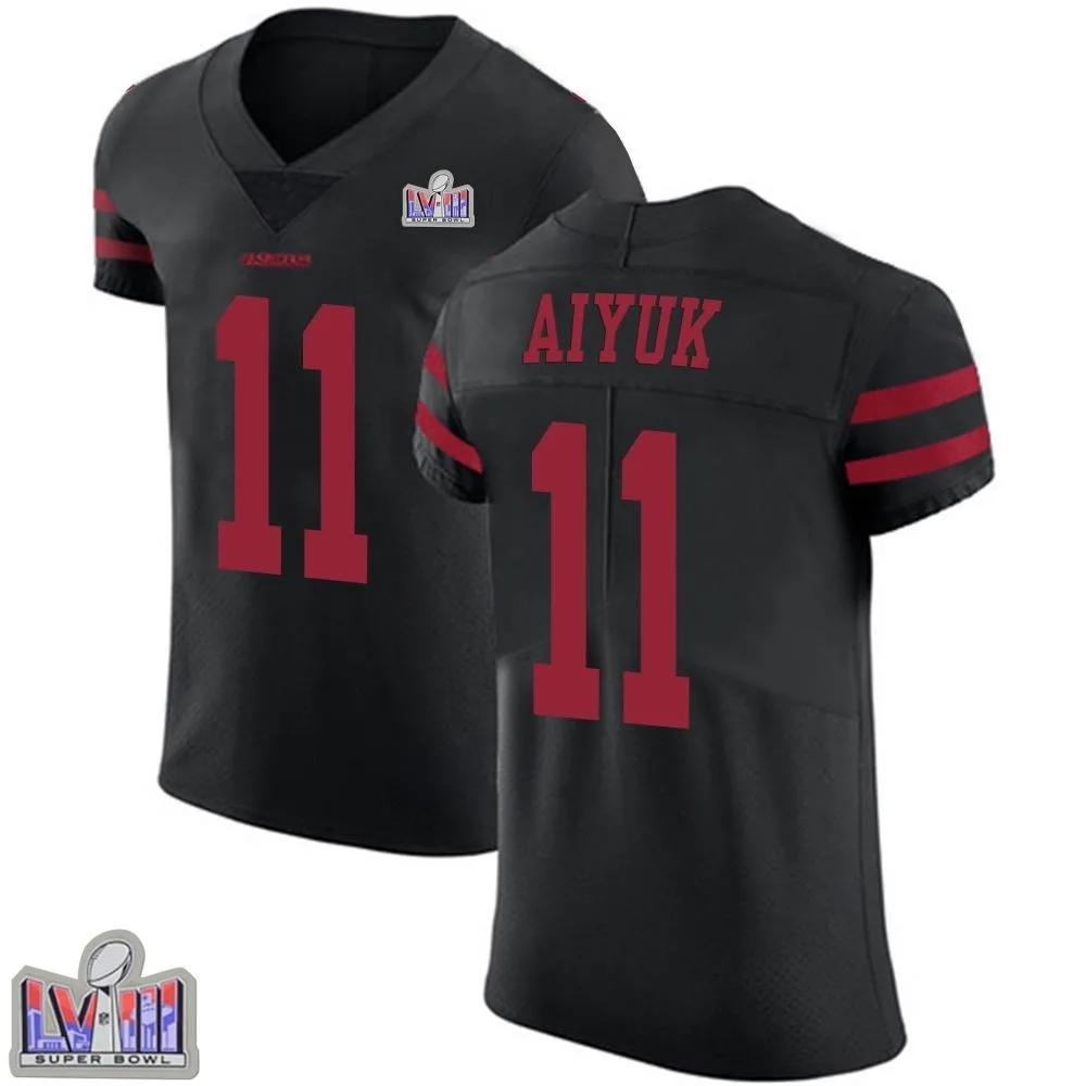 Men's San Francisco 49ers Brandon Aiyuk Nike Alternate Vapor Untouchable Super Bowl LVIII Patch Elite Black Jersey Men's San Francisco 49ers Brandon Aiyuk Nike Alternate Vapor Untouchable Super Bowl LVIII Patch Elite Black Jersey