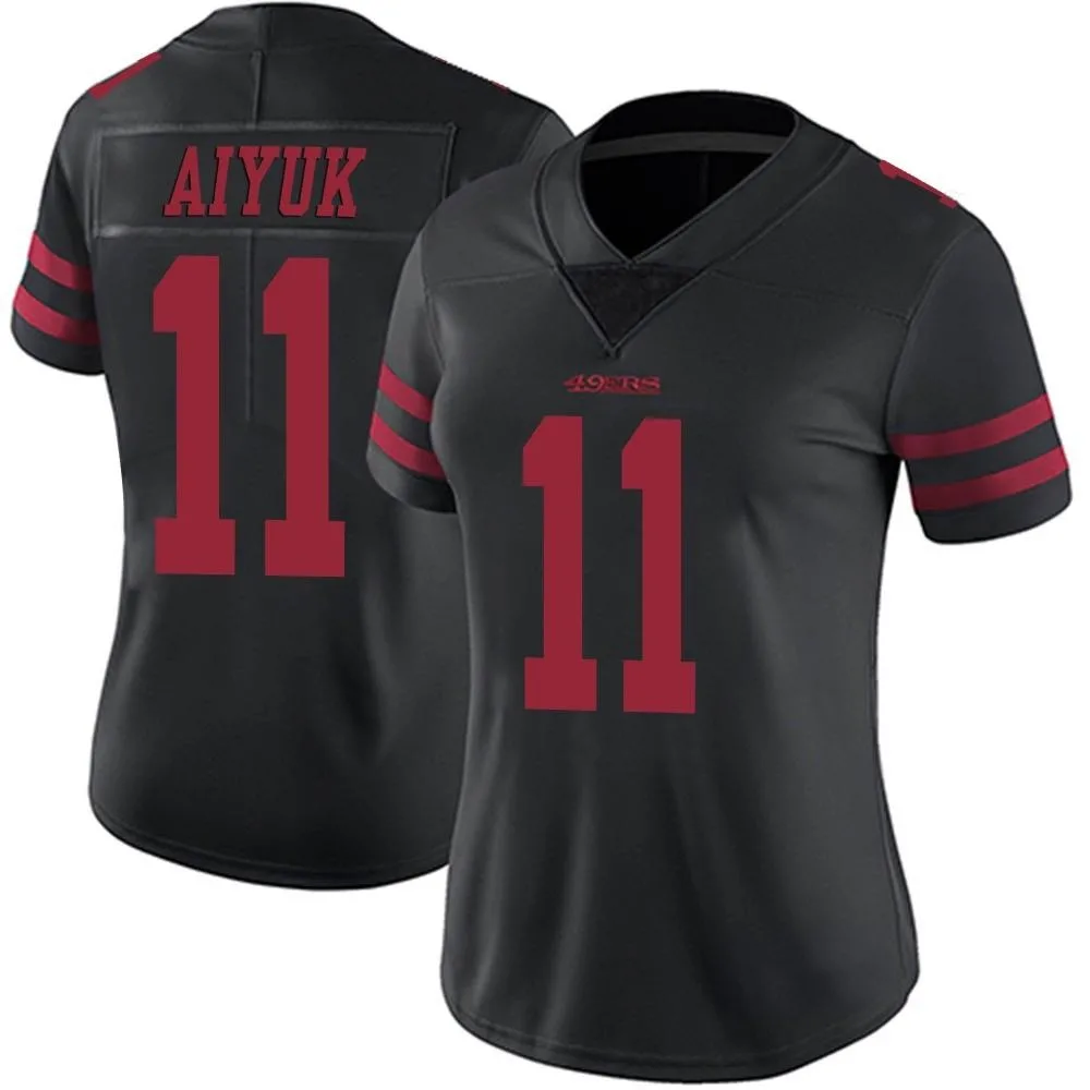 Women's San Francisco 49ers Brandon Aiyuk Nike Alternate Vapor Untouchable Limited Black Jersey Women's San Francisco 49ers Brandon Aiyuk Nike Alternate Vapor Untouchable Limited Black Jersey