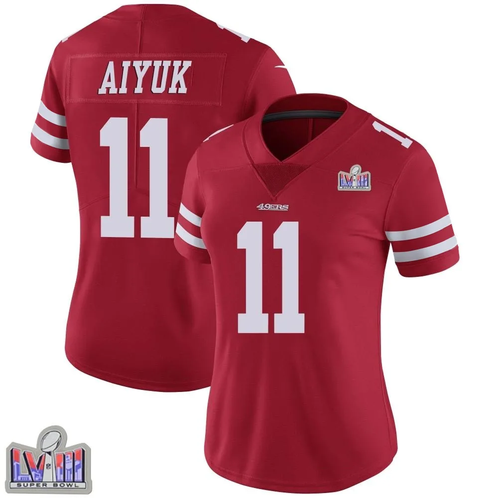 Women's San Francisco 49ers Brandon Aiyuk Nike Team Color Vapor Untouchable Super Bowl LVIII Patch Limited Red Jersey