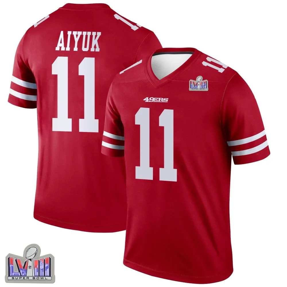 Youth San Francisco 49ers Brandon Aiyuk Nike Super Bowl LVIII Patch Legend Scarlet Jersey Youth San Francisco 49ers Brandon Aiyuk Nike Super Bowl LVIII Patch Legend Scarlet Jersey