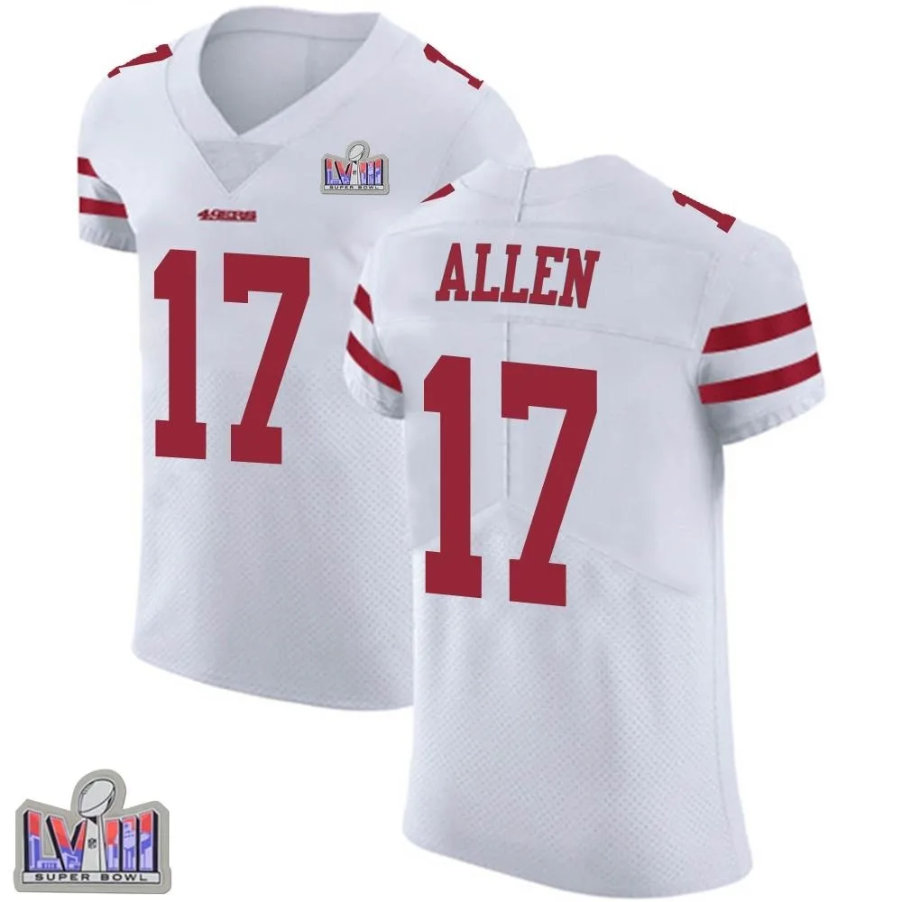 Men's San Francisco 49ers Brandon Allen Nike Vapor Untouchable Super Bowl LVIII Patch Elite White Jersey Men's San Francisco 49ers Brandon Allen Nike Vapor Untouchable Super Bowl LVIII Patch Elite White Jersey