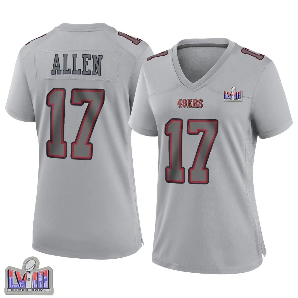 Women's San Francisco 49ers Brandon Allen Nike Atmosphere Fashion Super Bowl LVIII Patch Game Gray Jersey Women's San Francisco 49ers Brandon Allen Nike Atmosphere Fashion Super Bowl LVIII Patch Game Gray Jersey