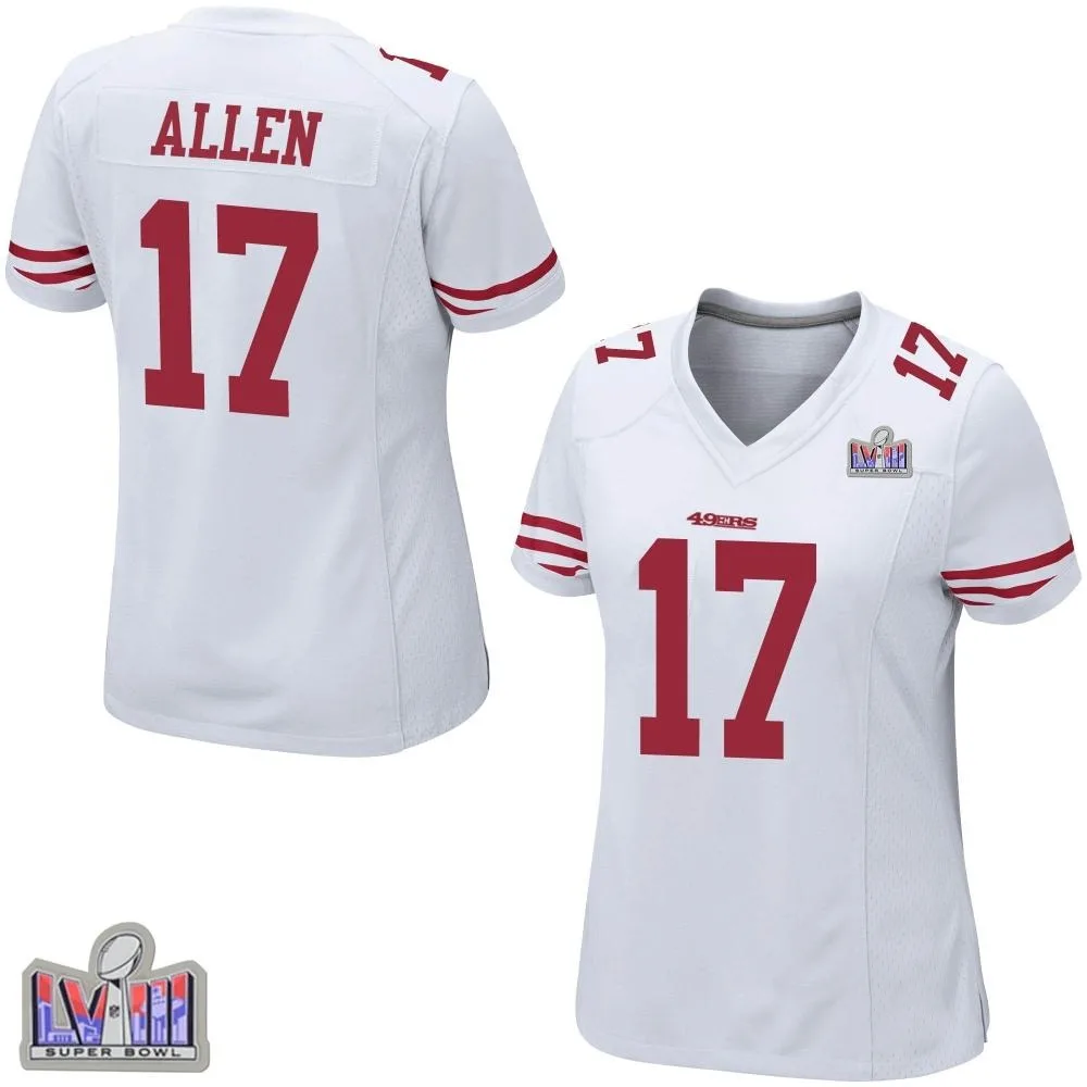 Women's San Francisco 49ers Brandon Allen Nike Super Bowl LVIII Patch Game White Jersey Women's San Francisco 49ers Brandon Allen Nike Super Bowl LVIII Patch Game White Jersey