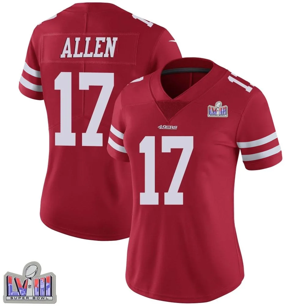 Women's San Francisco 49ers Brandon Allen Nike Team Color Vapor Untouchable Super Bowl LVIII Patch Limited Red Jersey Women's San Francisco 49ers Brandon Allen Nike Team Color Vapor Untouchable Super Bowl LVIII Patch Limited Red Jersey