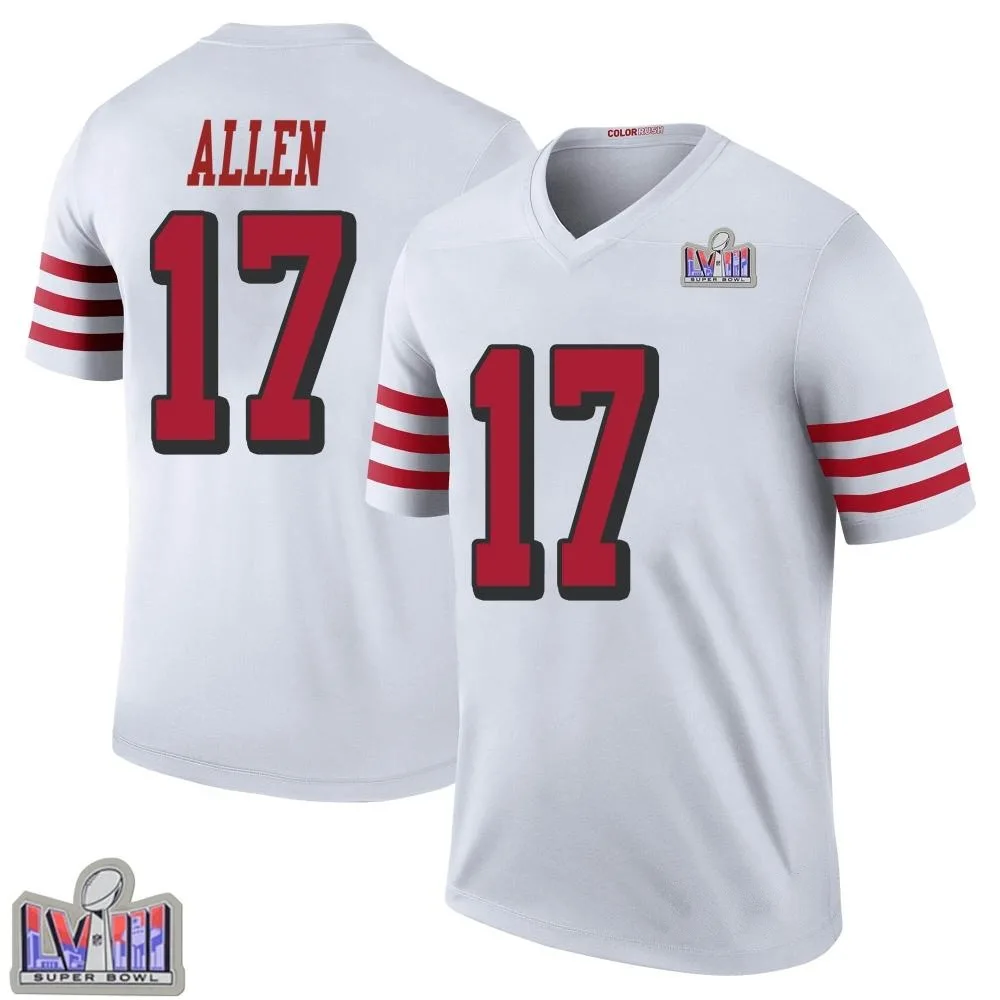 Youth San Francisco 49ers Brandon Allen Nike Color Rush Super Bowl LVIII Patch Legend White Jersey Youth San Francisco 49ers Brandon Allen Nike Color Rush Super Bowl LVIII Patch Legend White Jersey