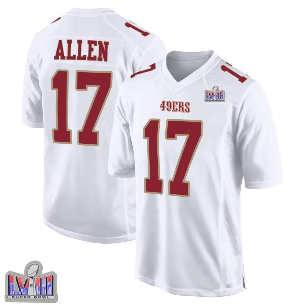 Youth San Francisco 49ers Brandon Allen Nike Fashion Super Bowl LVIII Patch Game White Jersey Youth San Francisco 49ers Brandon Allen Nike Fashion Super Bowl LVIII Patch Game White Jersey