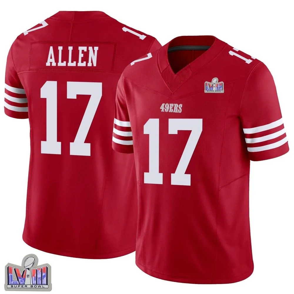 Youth San Francisco 49ers Brandon Allen Nike Vapor F.U.S.E. Super Bowl LVIII Patch Limited Scarlet Jersey Youth San Francisco 49ers Brandon Allen Nike Vapor F.U.S.E. Super Bowl LVIII Patch Limited Scarlet Jersey