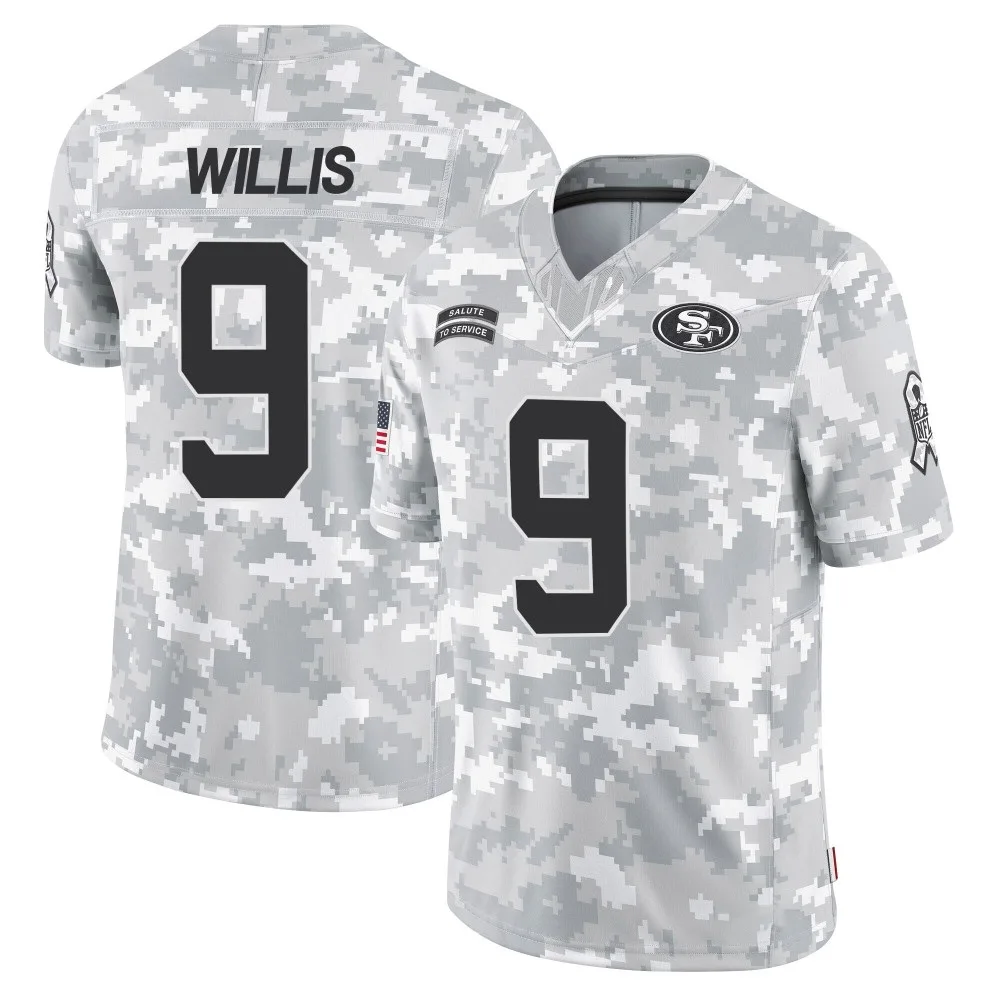 Men's San Francisco 49ers Brayden Willis Nike 2024 Salute To Service Limited Arctic Camo Jersey Men's San Francisco 49ers Brayden Willis Nike 2024 Salute To Service Limited Arctic Camo Jersey