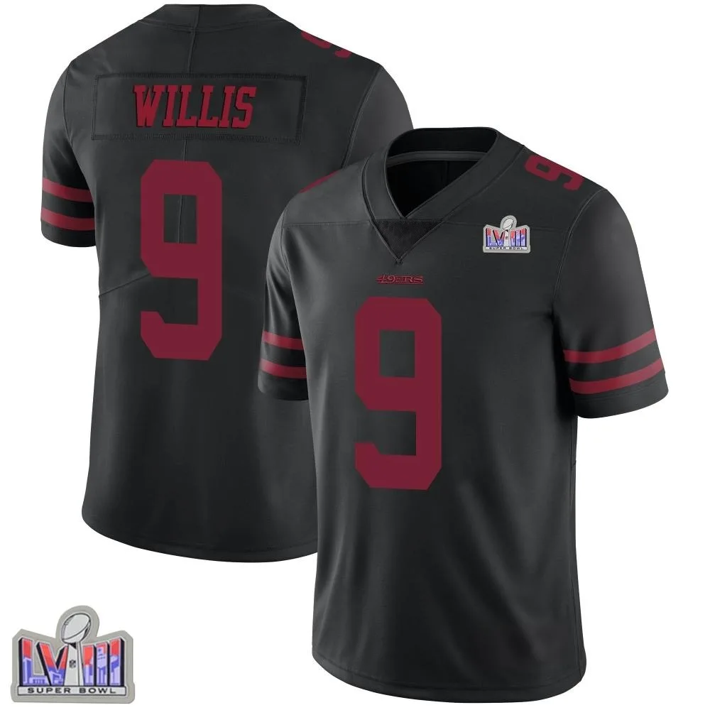 Men's San Francisco 49ers Brayden Willis Nike Alternate Vapor Untouchable Super Bowl LVIII Patch Limited Black Jersey Men's San Francisco 49ers Brayden Willis Nike Alternate Vapor Untouchable Super Bowl LVIII Patch Limited Black Jersey