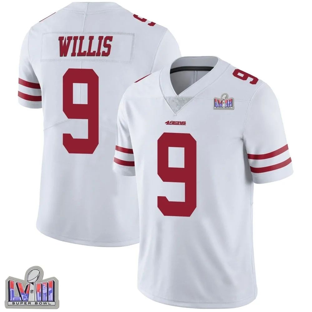 Men's San Francisco 49ers Brayden Willis Nike Vapor Untouchable Super Bowl LVIII Patch Limited White Jersey Men's San Francisco 49ers Brayden Willis Nike Vapor Untouchable Super Bowl LVIII Patch Limited White Jersey