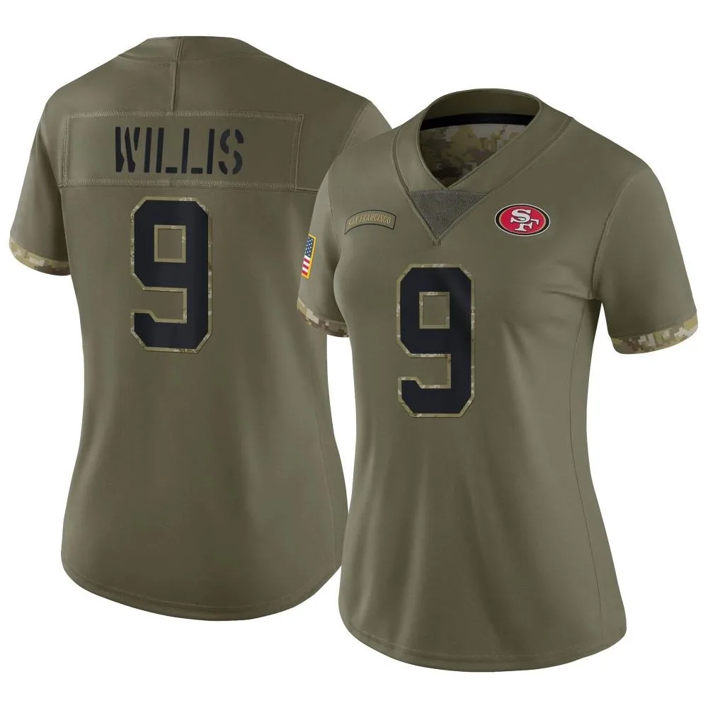 Women's San Francisco 49ers Brayden Willis Nike 2022 Salute To Service Limited Olive Jersey Women's San Francisco 49ers Brayden Willis Nike 2022 Salute To Service Limited Olive Jersey