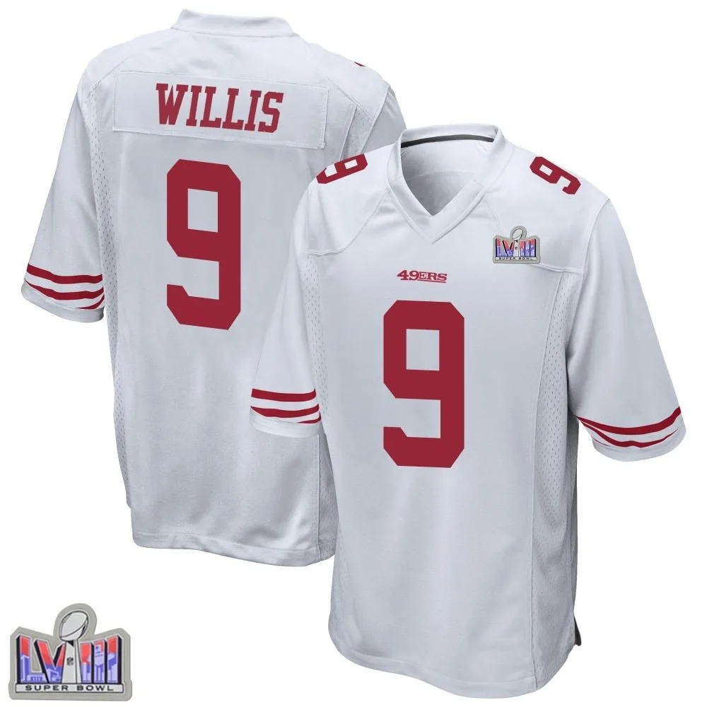 Youth San Francisco 49ers Brayden Willis Nike Super Bowl LVIII Patch Game White Jersey Youth San Francisco 49ers Brayden Willis Nike Super Bowl LVIII Patch Game White Jersey