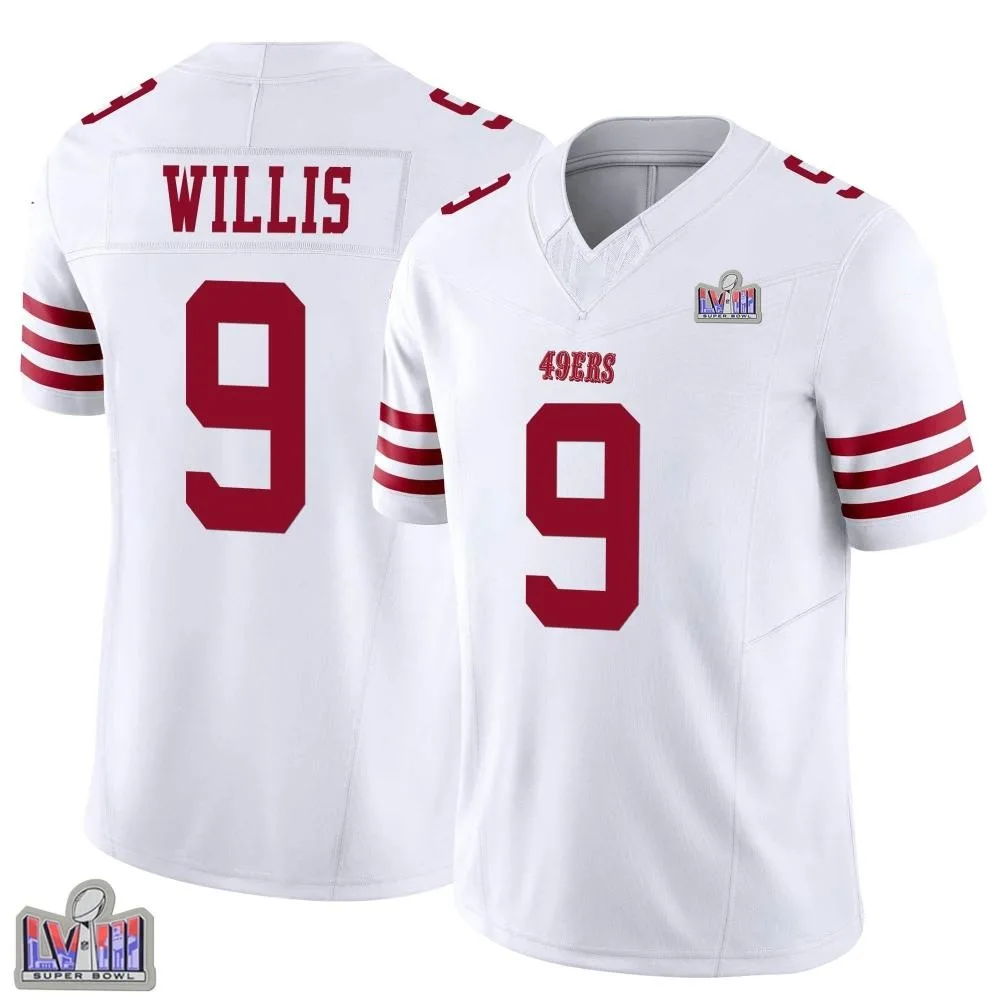 Youth San Francisco 49ers Brayden Willis Nike Vapor F.U.S.E. Super Bowl LVIII Patch Limited White Jersey Youth San Francisco 49ers Brayden Willis Nike Vapor F.U.S.E. Super Bowl LVIII Patch Limited White Jersey