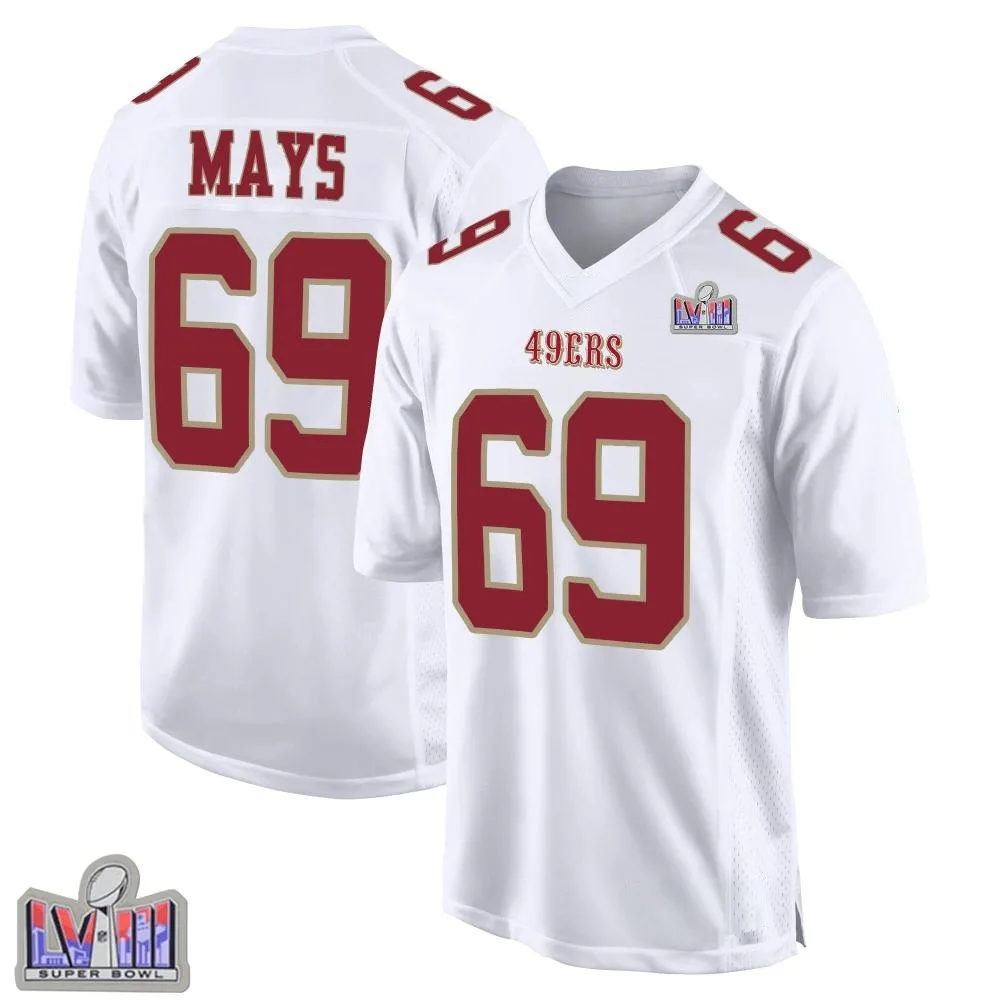 Youth San Francisco 49ers Briason Mays Nike Fashion Super Bowl LVIII Patch Game White Jersey Youth San Francisco 49ers Briason Mays Nike Fashion Super Bowl LVIII Patch Game White Jersey