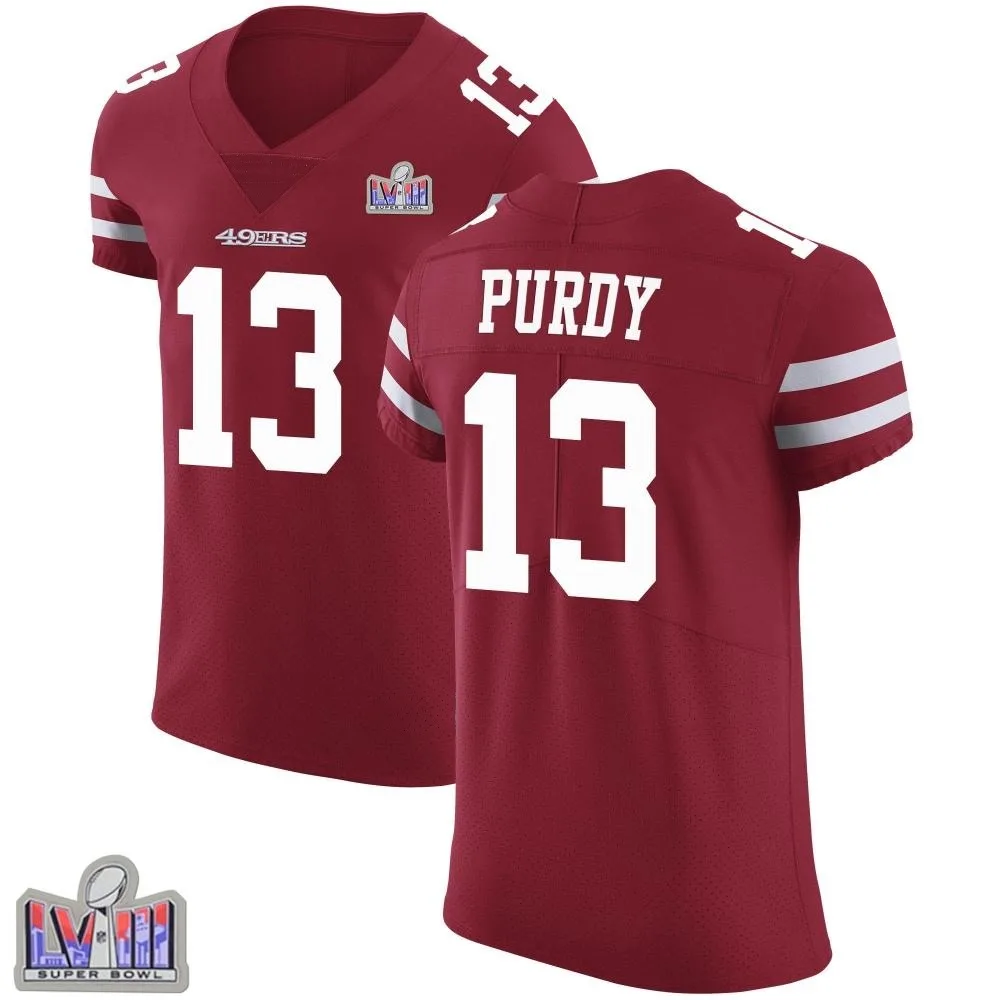 Men's San Francisco 49ers Brock Purdy Nike Team Color Vapor Untouchable Super Bowl LVIII Patch Elite Red Jersey Men's San Francisco 49ers Brock Purdy Nike Team Color Vapor Untouchable Super Bowl LVIII Patch Elite Red Jersey