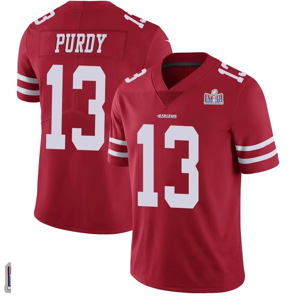 Men's San Francisco 49ers Brock Purdy Nike Team Color Vapor Untouchable Super Bowl LVIII Patch Limited Red Jersey Men's San Francisco 49ers Brock Purdy Nike Team Color Vapor Untouchable Super Bowl LVIII Patch Limited Red Jersey