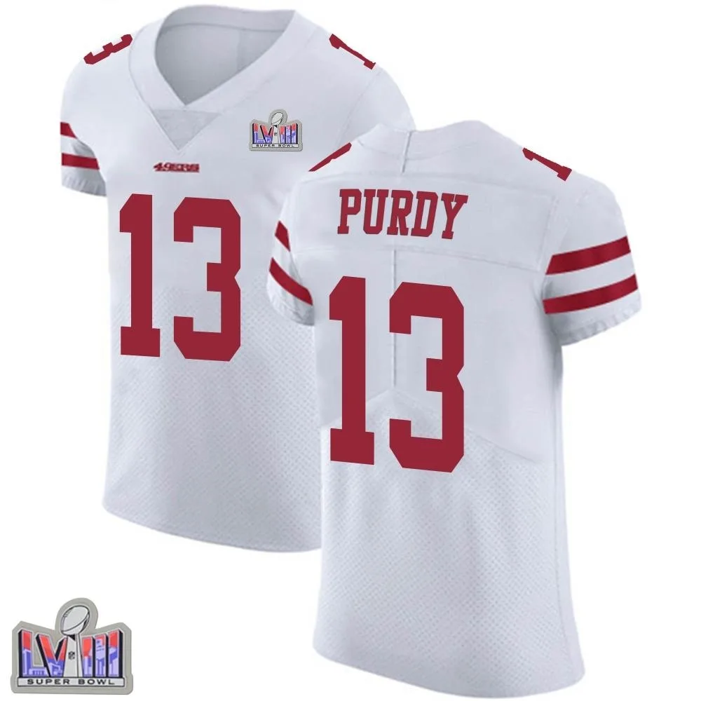 Men's San Francisco 49ers Brock Purdy Nike Vapor Untouchable Super Bowl LVIII Patch Elite White Jersey Men's San Francisco 49ers Brock Purdy Nike Vapor Untouchable Super Bowl LVIII Patch Elite White Jersey
