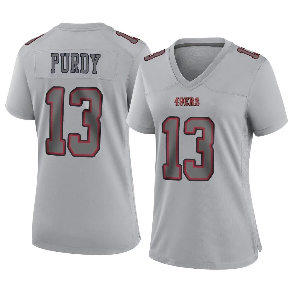 Women's San Francisco 49ers Brock Purdy Nike Atmosphere Fashion Game Gray Jersey Women's San Francisco 49ers Brock Purdy Nike Atmosphere Fashion Game Gray Jersey