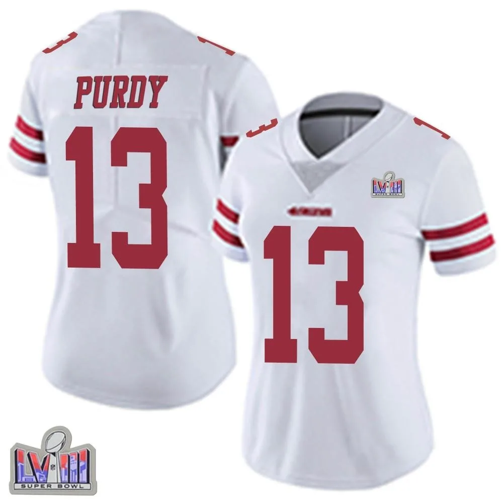Women's San Francisco 49ers Brock Purdy Nike Vapor Untouchable Super Bowl LVIII Patch Limited White Jersey Women's San Francisco 49ers Brock Purdy Nike Vapor Untouchable Super Bowl LVIII Patch Limited White Jersey